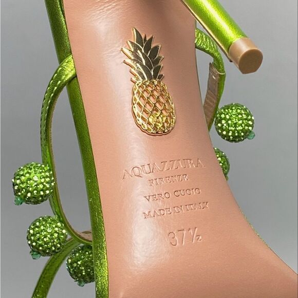 Aquazzura Cha Cha Cha Metallic Leather Sandals size 37.5 - Picture 12 of 12